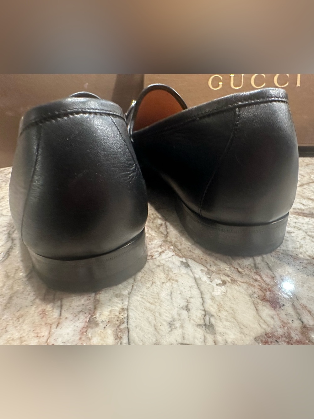 Gucci Black Leather Men’s Loafers with Red and Green Web and Silver Horsebit - Picture 6 of 7
